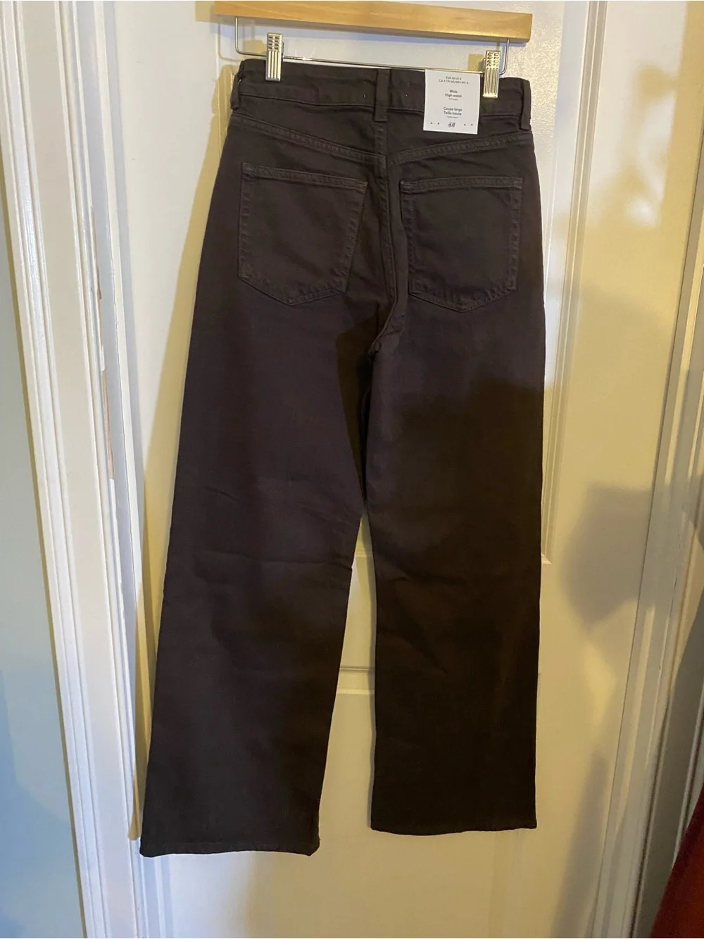 NWT H&M Wide Leg High Waist Full Length Chocolate Jeans - Picture 2 of 8